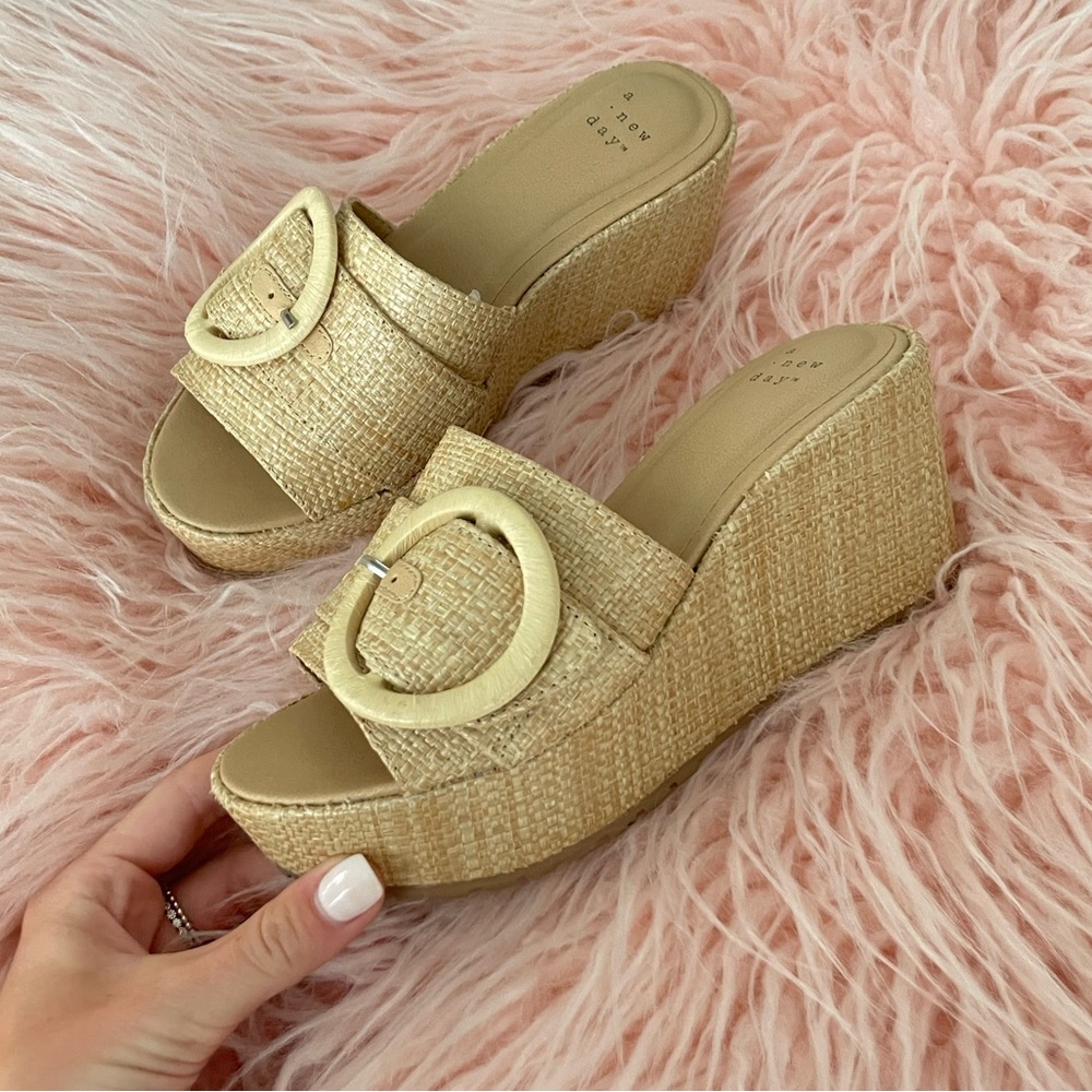 Raffia Wedge Sandals